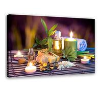 Feeby Impression sur Toile Intissee Pierres Bambou Spa Zen 30x20 cm Image Photo Graphique Tableux Couloir Huiles Bien-être Oriental Bougies multicolore