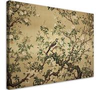 Feeby Impression sur Toile Intissee Plantes Fleurs Héron 120x80 cm 1 pièces Tableaux Image Déco Murale Artistique Photographie Design Salon Bureau Couloir Hôtel Spa AI Branches Nature beige