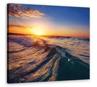 Feeby Impression sur toile intissee - Vague de mer Paysage - decoration chambre - 80x80 cm - tableau decoration murale - decoration maison - Tableau Moderne - ART - poster mural