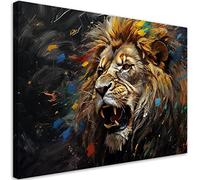 Feeby Impression sur toile Lion Nature Animal 120x80 cm 1 pièce Tableaux Tableau Déco Mural Image Décoration Murale Artistique Photographie Design Salon Bureau Couloir Hôtel Spa Afrique marron
