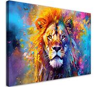 Feeby Impression sur toile Lion Nature Animal 60x40 cm 1 pièce Tableaux Tableau Déco Mural Image Décoration Murale Artistique Photographie Design Salon Bureau Couloir Hôtel Spa Afrique multicolore