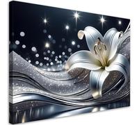 Feeby Impression sur toile - Natura Fleur d'argent - decoration chambre - 60x40 cm - tableau decoration murale - decoration maison - Tableau Moderne - ART - poster mural