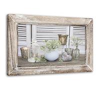 Feeby Impression sur toile Nature Morte rustical 90x60 cm 1 pièce Tableaux Tableau Mural Image Moderne Décoration Murale Cuisine Salon Chambre à coucher Illusion de Cadre Shabby Chic Beige