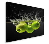 Feeby Impression Sur Toile Pomme Eau XXL 120x80 cm 1 pièce Tableaux Tableau Mural Image Moderne Photo Décoration Murale Artistique Photographie Design Chambre Salon Cuisine Vert Noir