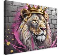 Feeby Impression sur toile - Roi Lion Rose - decoration chambre - 100x70 cm - tableau decoration murale - decoration maison - Tableau Moderne - ART - poster mural