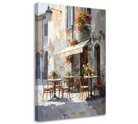 Feeby - Impression sur Toile - Tableau Decoration Murale - Architecture des cafés parisiens - 60x90 1partie - Salon Peinture Tableaux - Moderne Reproductions Tableaux - Décoration Chambre
