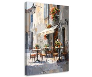 Feeby - Impression sur Toile - Tableau Decoration Murale - Architecture des cafés parisiens - 60x90 1partie - Salon Peinture Tableaux - Moderne Reproductions Tableaux - Décoration Chambre