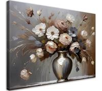Feeby - Impression sur Toile - Tableau Decoration Murale - Fleurs peintes dans un vase - 115x75 1partie - Salon Peinture Tableaux - Moderne Reproductions Tableaux - Décoration Chambre