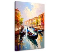 Feeby - Impression sur Toile - Tableau Decoration Murale - Venise Ville Gondoles Italie - 70x115 1partie - Salon Peinture Tableaux - Moderne Reproductions Tableaux - Décoration Chambre