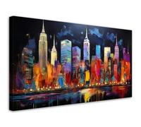 Feeby - Impression sur Toile - Tableaux Decoratifs Muraux - Architecture de New York Coloré - 120x60 1partie - Decoration Salon - Photo sur toile Cadeau - Tableau toile pour le mur