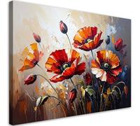 Feeby - Impression sur Toile - Tableaux Decoratifs Muraux - Coquelicots rouges - 60x40 1partie - Decoration Salon - Photo sur toile Cadeau - Tableau toile pour le mur