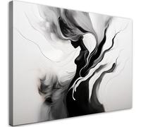 Feeby - Impression sur Toile - Tableaux Decoratifs Muraux - Femme abstraite Aquarelle noir et blanc - 120x80 1partie - Décoration pour le Salon et la Chambre - Tableau toile Intissé pour le mur