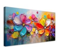 Feeby - Impression sur Toile - Tableaux Decoratifs Muraux - Fleurs abstraites pastel colorées - 120x60 1partie - Decoration Salon - Photo sur toile Cadeau - Tableau toile pour le mur
