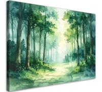 Feeby - Impression sur Toile - Tableaux Decoratifs Muraux - Forêt verte Paysage - 60x40 1partie - Décoration pour le Salon et la Chambre - Tableau toile Intissé pour le mur
