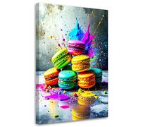 Feeby - Impression sur Toile - Tableaux Decoratifs Muraux - Macarons colorés Cookies - 40x60 1partie - Decoration Salon - Photo sur toile Cadeau - Tableau toile pour le mur