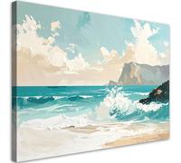 Feeby - Impression sur Toile - Tableaux Decoratifs Muraux - Paysage marin Rochers - 90x60 1partie - Décoration pour le Salon et la Chambre - Tableau toile Intissé pour le mur