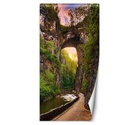 Feeby Papier Peint de Porte Intisse Gorge Rivière Rochers 100x210 cm Décoration À La Maison Cuisine Salon Chambre Restaurant Bureau Nature Chemin vert