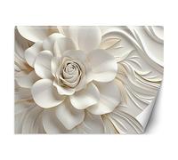 Feeby Papier Peint Intissé 3D Fleurs Motif floral 350x245 cm blanc XXL Moderne Décoration Murale Tableaux Muraux Tapisserie Salon Chambre à coucher Botanique Plantes Nature