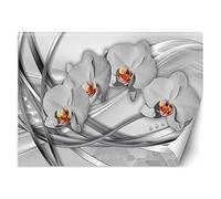 Feeby Papier Peint Intisse Abstrait Contexte Perles 300x210 cm blanc Moderne Panoramique XXL Photo Mural Muraux Chambre Bureau Salle Orchidées Fleurs Vagues