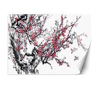 Feeby Papier Peint Intisse Aquarelle Japon 150x105 cm rose Décoration Murale Tableaux Poster Muraux Chambre Enfant Salon Salle Cuisine Coucherr Brindille Fleur De Cerisier