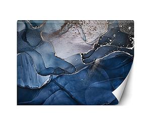 Feeby Papier Peint Intisse Marbre Abstrait Texture 300x210 cm bleu Moderne Panoramique XXL Photo Mural Muraux Chambre Bureau Salle Minéral Coupe Transversale Pierre