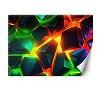 Feeby Papier Peint Intissé Néon Effet 3D 300x210 cm multicolore XXL Moderne Décoration Murale Tableaux Muraux Tapisserie Salon Chambre à coucher Formes Géométriques
