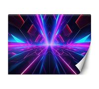 Feeby Papier Peint Intissé Néon Gamer Gaming 300x210 cm violet XXL Moderne Décoration Murale Tableaux Muraux Tapisserie Salon Chambre à coucher Adolescent Effet 3D