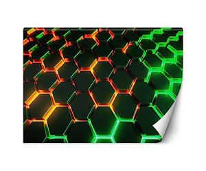 Feeby Papier Peint Intissé Néon Gamer Jeu 300x210 cm vert XXL Moderne Décoration Murale Tableaux Muraux Tapisserie Salon Chambre à coucher Adolescent Effet 3D