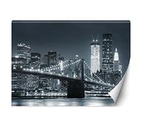 Feeby Papier Peint Intisse NYC Ville De New York 150x105 cm noir et blanc Décoration Murale Tableaux Poster Muraux Chambre Enfant Salon Salle Cuisine Coucherr Manhattan De Nuit