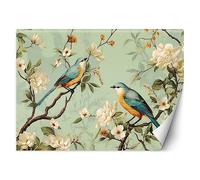 Feeby Papier Peint Intissé Shabby Chic Rustique 350x245 cm vert XXL Moderne Décoration Murale Tableaux Muraux Tapisserie Salon Chambre à coucher Vintage Rétro