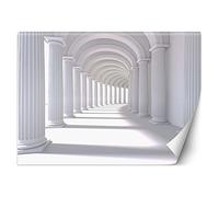 Feeby Papier Peint Intisse Tunnel Illusion 3D Effet 3D 400x280 cm blanc Déco Murale Trompe L' Oeil Tapisserie Moderne Salon Chambrea' Coucherr Salle De Bain Cuisine Graphiques 3D Arcades Colonnes