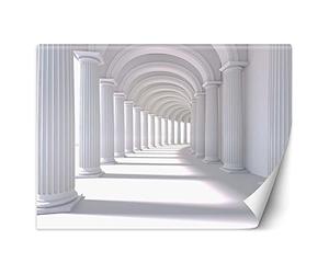 Feeby Papier Peint Intisse Tunnel Illusion 3D Effet 3D 400x280 cm blanc Déco Murale Trompe L' Oeil Tapisserie Moderne Salon Chambrea' Coucherr Salle De Bain Cuisine Graphiques 3D Arcades Colonnes