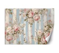 Feeby Papier Peint Intissé Vintage Rétro 400x280 cm rose XXL Moderne Décoration Murale Tableaux Muraux Tapisserie Salon Chambre à coucher Shabby Chic Fleurs