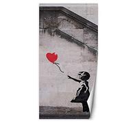 Feeby Papier Peint Sur La Porte Banksy Street Art 100x200 cm gris Moderne Panoramique XXL Photo Mural Chambre Bureau Salle Fille Avec Un Ballon