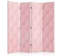 Feeby Paravent 4 Panneaux Capitonné 145x180 cm Deux Côtés Cloison de séparation Écran Pliant Foto Paravent Interieur Décoratif Mur Espagnol Impression sur Toile Chambre d'enfant Salon Bureau Rose