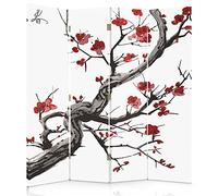 Feeby Paravent Cerisier 145x180 cm 4 pans Une Seule Côté Cloison de séparation Écran Pliant Foto Paravent Interieur Décoratif Mur Espagnol Impression sur Toile Chambre d'enfant Salon Bureau Blanc