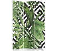 Feeby Paravent Feuilles 110x180 cm Deux Côtés Cloison de séparation Écran Pliant Foto Paravent Interieur Décoratif Mur Espagnol Impression sur Toile Chambre d'enfant Salon Bureau Vert