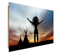 Feeby. Tableau - 1 partie - 60x30 cm, Décoration Murale Image Imprimée Deco Panel, INDIEN AMÉRINDIEN, NOIR
