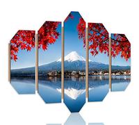 Feeby Tableau 5 pièces Mont Fuji Déco Imprimé paysage bleu 100x70 cm