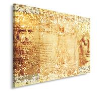 Feeby. Tableau Déco - 1 partie - 50x70 cm, Impression sur Toile Décoration Murale Image Imprimée, ART, LÉONARD DE VINCI, VINTAGE, MARRON