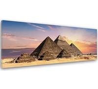Feeby. Tableau Déco, Impression sur toile, Décoration murale, Image imprimée, 120x40 cm, PYRAMIDES, ÉGYPTE, NATURE, MARRON