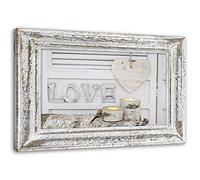 Feeby Tableau déco mural Love rustique 90x60 cm Image moderne illusion de cadre shabby chic gris