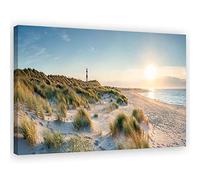 Feeby Tableau déco mural plage Image moderne phare bleu 90x60 cm