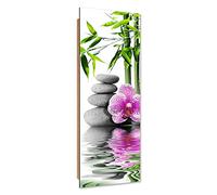 Feeby Tableau galets zen Déco Imprimé Moderne fleur gris 30x90 cm
