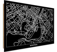 Feeby Tableau Montreal Déco Imprimé Moderne City Plan de ville Carte noir 60x40 cm
