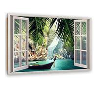 Feeby Tableau Paysage Déco Imprimé Moderne Vue Depuis la fenetre Vert 60x40 cm