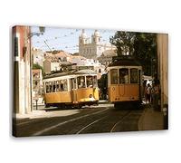 Feeby Tableau Photo Lisbonne Image décoration murale ville beige 90x60 cm