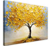 Feeby - Tableau sur Toile - Decoration Murale Peinture - Arbre doré Abstraction Peint - 90x60 1partie - Chambre Toiles Intissé - Tableaux chambre à coucher - Decoration Chambre