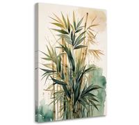 Feeby - Tableau sur Toile - Decoration Murale Peinture - Bambou Aquarelle Nature - 40x60 1partie - Tableaux chambre à coucher - Decoration Chambre - Impression sur Toile