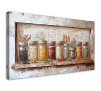 Feeby - Tableau sur Toile - Decoration Murale Peinture - Herbes Épices Rétro - 100x50 1partie - Tableaux chambre à coucher - Decoration Chambre - Impression sur Toile